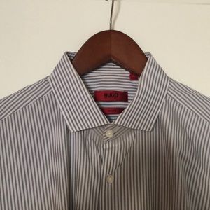 Hugo Boss Slim Fit Dress Shirt. Grey Pinstripes